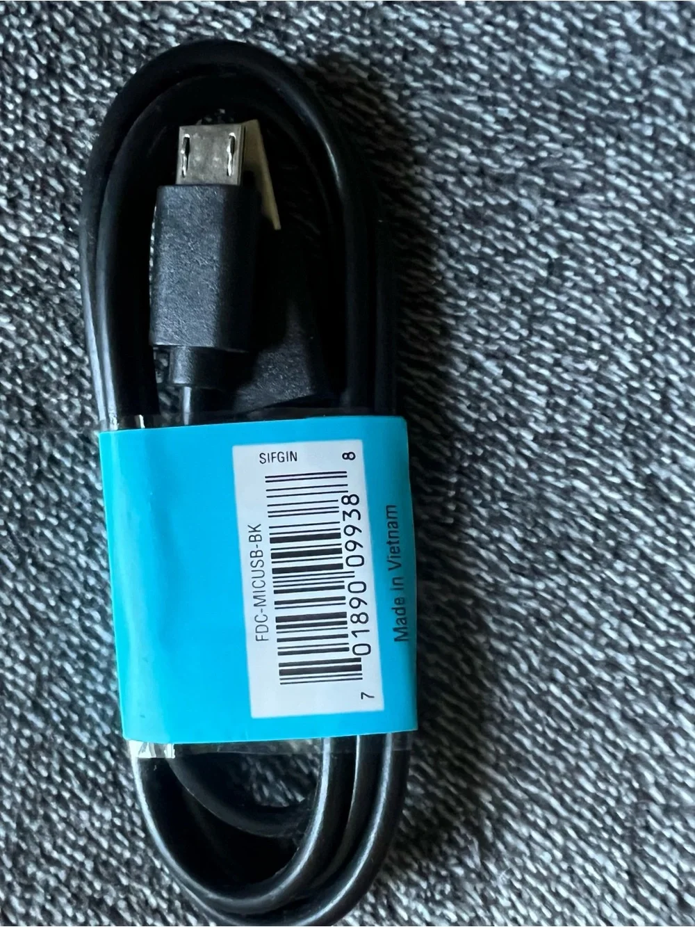 3ft Black Micro USB Charging Cable